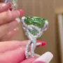 Cushion Cut Peridot Green Art Deco 925 Sterling Silver Engagement Ring