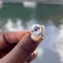 Round Cut Diamond White 925 Sterling Silver Halo Engagement Ring