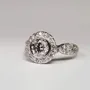 Round Cut Diamond White 925 Sterling Silver Halo Engagement Ring