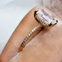 Radiant Cut Diamond White 925 Sterling Silver Yellow Gold Hidden Halo Engagement Ring