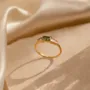 Radiant Cut Peridot Green Agate 925 Sterling Silver Yellow Gold Minimalist Engagement Ring