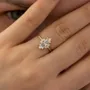 Asscher Cut Diamond White 925 Sterling Silver Yellow Gold Art Deco Engagement Ring