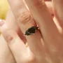 Heart Cut Fancy Black 925 Sterling Silver Yellow Gold Art Deco Engagement Ring