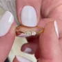 Pear Cut Diamond White 925 Sterling Silver Yellow Gold Minimalist Stackable Engagement Ring