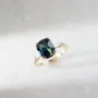 Cushion Cut Emerald Green 925 Sterling Silver Yellow Gold 3-Stone Engagement Ring