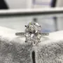Oval Cut Diamond White Sterling Silver Engagement Ring
