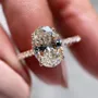 Oval Cut Diamond White Sterling Silver Engagement Ring