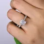 Cushion Cut Diamond White Sterling Silver Halo Engagement Ring