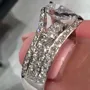 Pear Cut Diamond White Sterling Silver Art Deco Engagement Ring