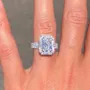 Radiant Cut Diamond White Sterling Silver Halo Engagement Ring