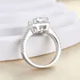 Radiant Cut Diamond White Sterling Silver Halo Engagement Ring