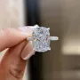Cushion Cut Diamond White Sterling Silver Engagement Ring