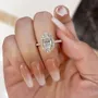 Oval Cut Diamond White Sterling Silver Halo Engagement Ring