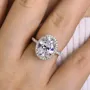 Oval Cut Diamond White Sterling Silver Halo Engagement Ring