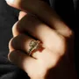 Emerald Cut Diamond White Sterling Silver Yellow Gold 3-Stone Engagement Ring