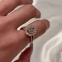 Oval Cut Diamond White Sterling Silver Rose Gold Halo Engagement Ring