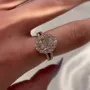 Oval Cut Diamond White Sterling Silver Rose Gold Halo Engagement Ring