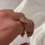 Oval Cut Diamond White Sterling Silver Rose Gold Halo Engagement Ring