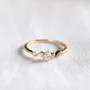 Round Cut Diamond White Sterling Silver Yellow Gold Engagement Ring