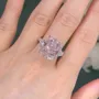 Radiant Cut Fancy Pink Sterling Silver 3-Stone Engagement Ring