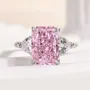 Radiant Cut Fancy Pink Sterling Silver 3-Stone Engagement Ring