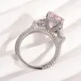 Radiant Cut Fancy Pink Sterling Silver 3-Stone Engagement Ring