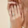 Oval Cut Diamond White Sterling Silver Classic Engagement Ring