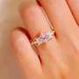 Pear Cut Fancy Pink 925 Sterling Silver Yellow Gold Engagement Ring
