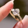 Oval Cut Diamond White Sterling Silver Yellow Gold Engagement Ring