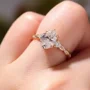 Oval Cut Diamond White Sterling Silver Yellow Gold Engagement Ring