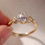 Pear Cut Diamond White Sterling Silver Yellow Gold Engagement Ring