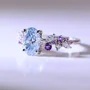 Oval Cut Aquamarine Sterling Silver Engagement Ring