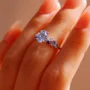 Oval Cut Aquamarine Sterling Silver Engagement Ring