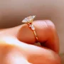 Marquise Cut Diamond White Sterling Silver Yellow Gold Engagement Ring