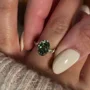 Oval Cut Peridot Green Sterling Silver Yellow Gold Engagement Ring
