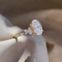 Oval Cut Diamond White Sterling Silver Yellow Gold Engagement Ring