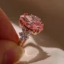 Marquise Cut Fancy Pink Sterling Silver Rose Gold Engagement Ring