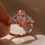 Marquise Cut Fancy Pink Sterling Silver Rose Gold Engagement Ring