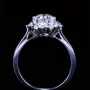 Round Cut Diamond White Sterling Silver Halo Engagement Ring