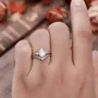 Oval Cut Diamond White Classic 3-Stone 925 Sterling Silver Ring Set