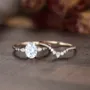 Oval Cut Diamond White Classic 3-Stone 925 Sterling Silver Ring Set
