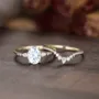 Oval Cut Diamond White Classic 3-Stone 925 Sterling Silver Ring Set