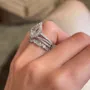 Pear Cut Diamond White Halo 3-Piece 925 Sterling Silver Ring Set