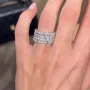 Emerald Cut Diamond White 3-Piece 925 Sterling Silver Band Ring Set