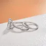 Radiant Cut Diamond White Sterling Silver Halo Ring Set