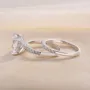 Cushion Cut Diamond White Sterling Silver Halo Ring Set
