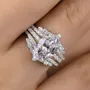 Marquise Cut Diamond White Sterling Silver Ring Set