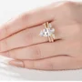 Marquise Cut Diamond White Sterling Silver Yellow Gold Insert Wedding Ring Set