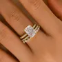 Radiant Cut Diamond White Sterling Silver Available in 3 Colours 3-Piece Wedding Ring Set