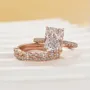 Radiant Cut Diamond White Sterling Silver Available in 3 Colours 3-Piece Wedding Ring Set